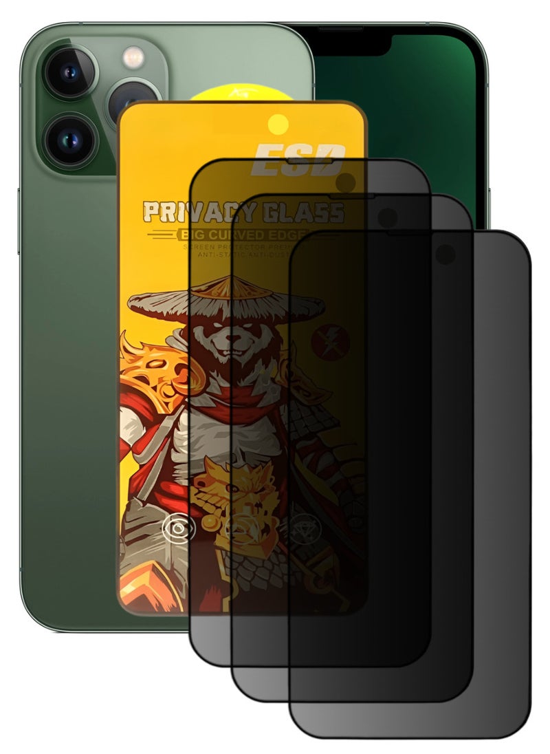 ESD 3 Pieces Tempered Dustproof Privacy Glass Screen Protector Compatible For iPhone 13 Pro Max - Image 1
