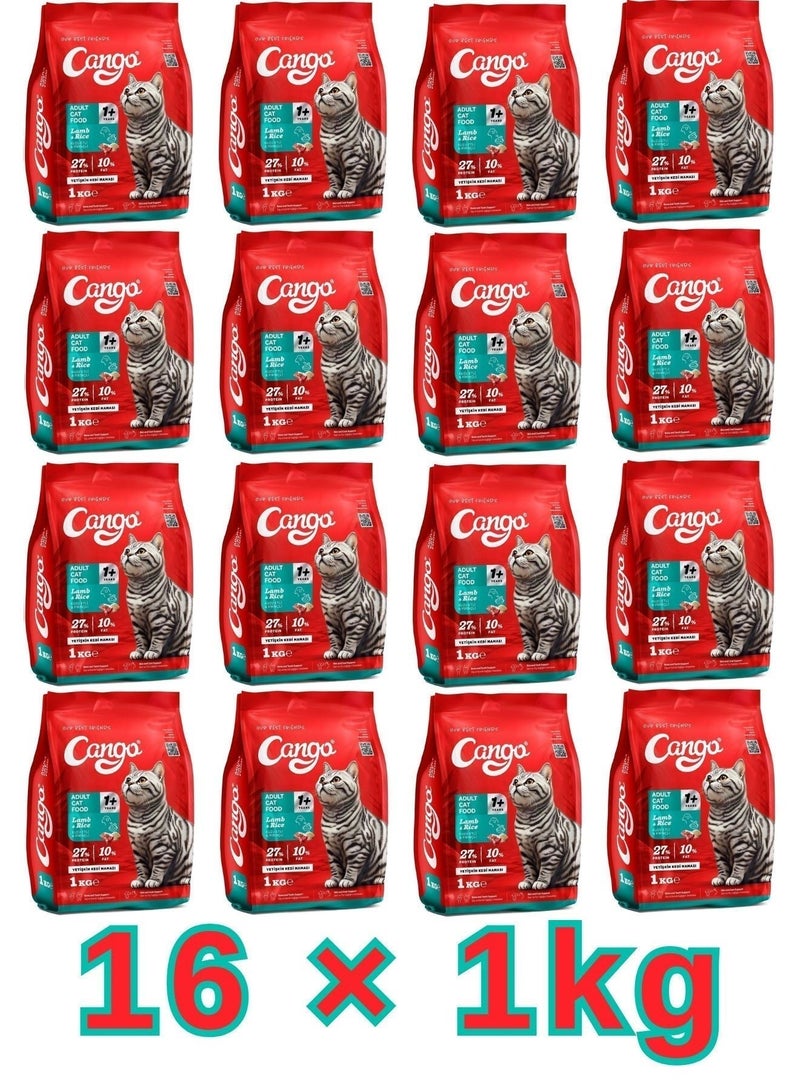 CANGO Adult Dry Cat Food – Lamb & Rice -1 Kg - 16 Pcs - Image 1