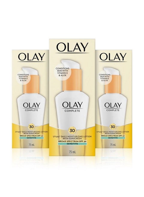 Complete Lotion Moisturizer With Sunscreen Spf 30 Sensitive 2.53 Fluid Ounce Pack Of 3