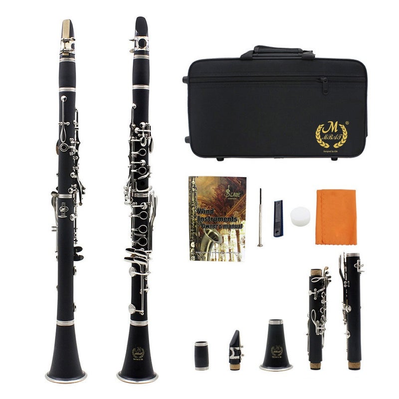 Generic Beginner 17-Key B-Flat Clarinet Ebony 6-Key Instrument Black 