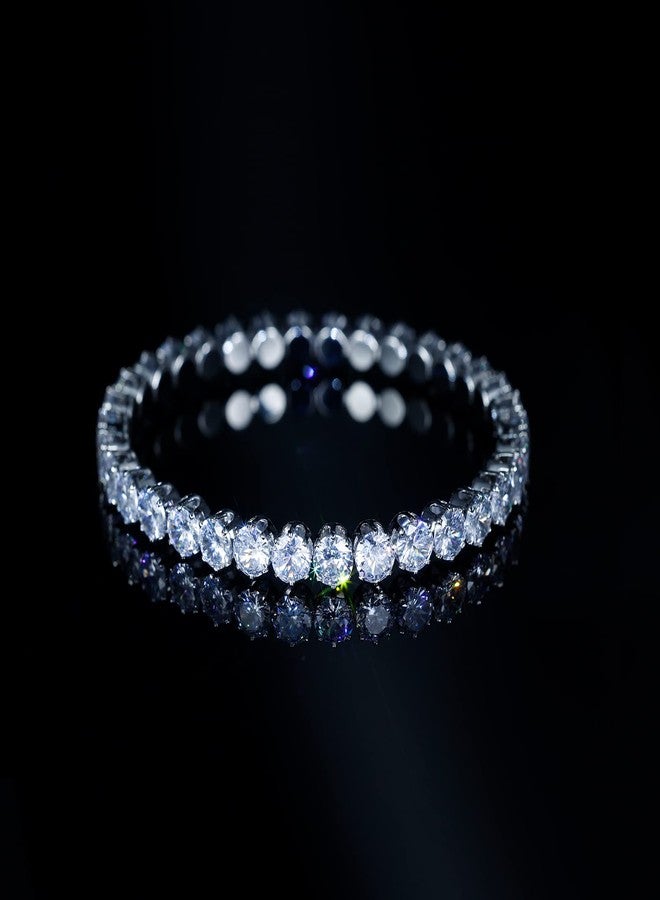 AiliFe Round Cubic Zirconia Open Adjustable Cuff Bracelet for Women Men, White Gold Plated Personalized CZ Tennis Bracelet and Rhinestone Anklets Chain (Round CZ Bracelet) - Image 4