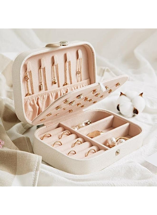 IAF Jewelry Box, PU Leather Small Jewelry Organizer for Women Girls, Double Layer Portable Mini Travel Case Display Storage Holder Boxes for Stud Earrings, Rings, Necklaces, Bracelets - Image 3
