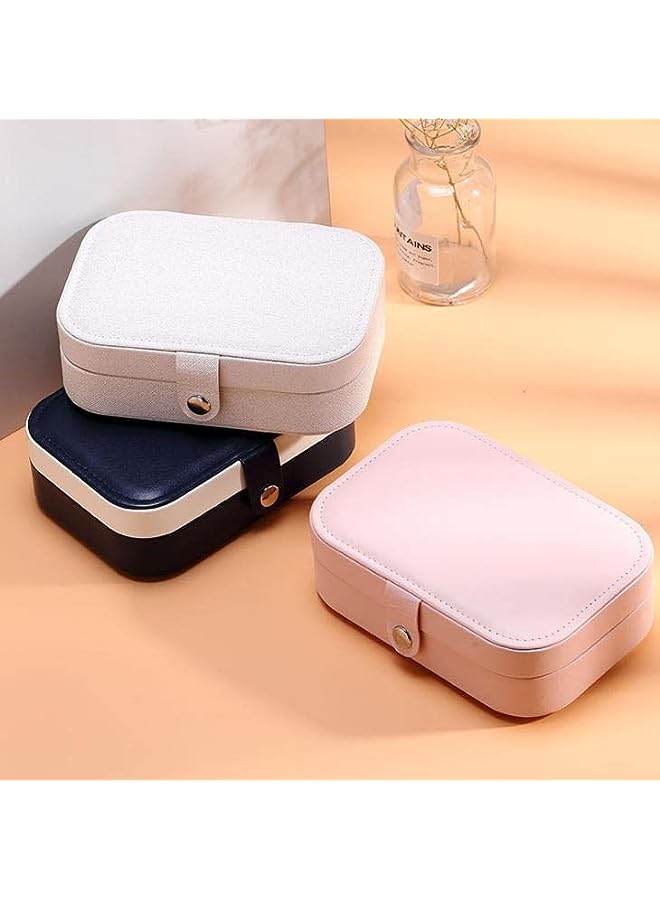 IAF Jewelry Box, PU Leather Small Jewelry Organizer for Women Girls, Double Layer Portable Mini Travel Case Display Storage Holder Boxes for Stud Earrings, Rings, Necklaces, Bracelets - Image 2