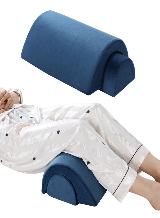 ROYALAY Half Moon Bolster Knee Pillow for Legs, Knees, Lower Back and Head, Adjustable Semi Roll Round Lumbar Support Pillow for Bed Sleeping, Health Large Half Moon Pillow for Reduce Pressure,Blue - Image 1