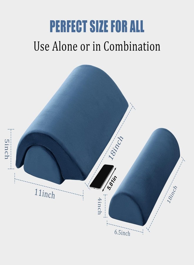 ROYALAY Half Moon Bolster Knee Pillow for Legs, Knees, Lower Back and Head, Adjustable Semi Roll Round Lumbar Support Pillow for Bed Sleeping, Health Large Half Moon Pillow for Reduce Pressure,Blue - Image 2