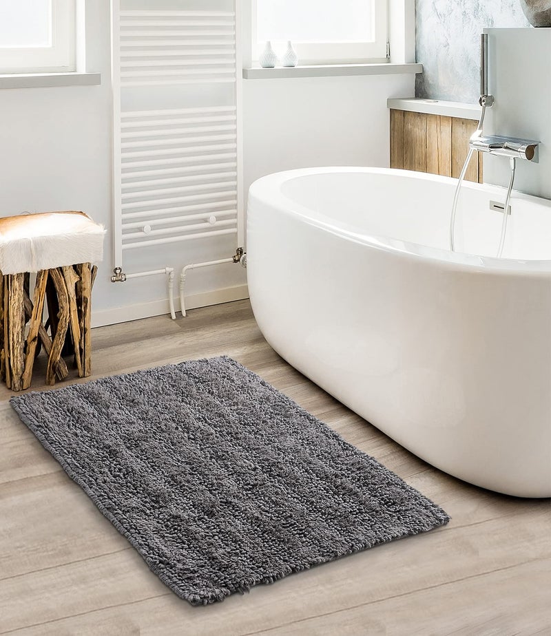 SASHAA WORLD Super Absorbent Non Slip BathMat | Bathmat for Living Room, Bathroom, Kitchen, Bedroom, Indoor & Outdoor | Charcoal Bathmat | 40 x 60 cm, Pack of 1 - Image 1