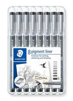 STAEDTLER 8-Piece Fineliner Pigment Liner Black Ink  - Image 1