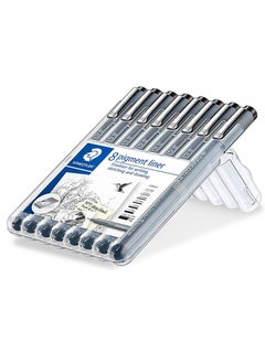 STAEDTLER 8-Piece Fineliner Pigment Liner Black Ink  - Image 2