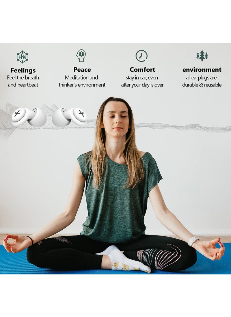 SYOSI - Noise Reduction Ear Plugs-40 dB Noise Cancelling Reusable Hearing Protection in Flexible Silicone for Sleeping, Traveling, Concerts, Work & Swimming,3 Wearing Styles, White - Image 1