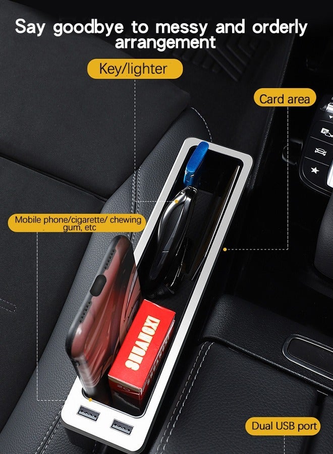 GROIC 2 in 1 USB Car Seat Gap Filler Organizer Multifunctional Key Holder Driver Front Side Storage Box with Ports Charger, Auto Console for - Image 2
