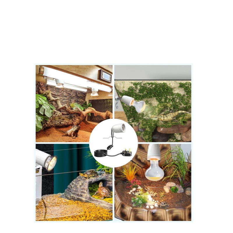 SOLARAE 300W Ceramic Reptile Heat Lamp Holder, E27 Base Ceramic Heat Bulb Holder, Rotatable Reptile Light Holder with Inline ON/Off Switch for Turtle, Snake, Lizard, Dog, Chick- No Heat Bulb - Image 4