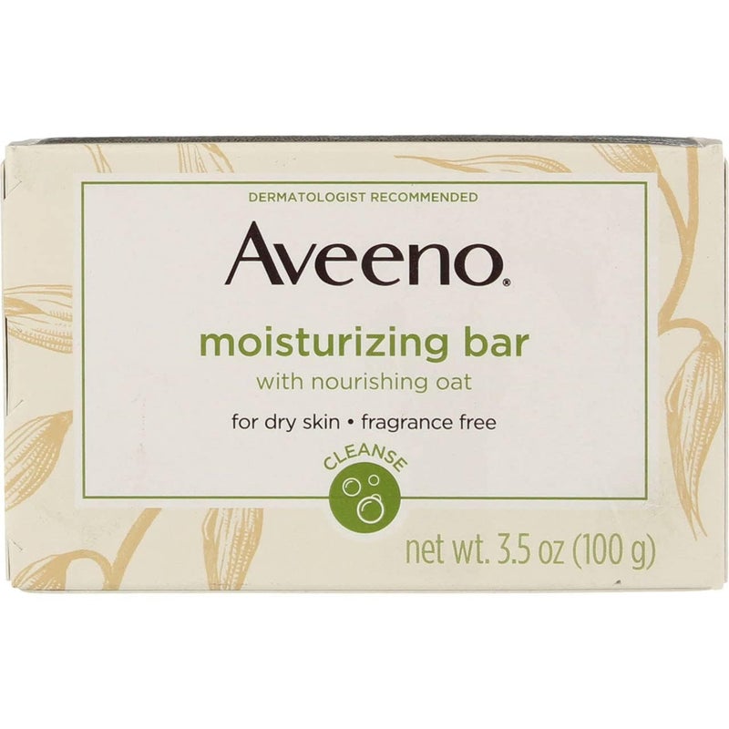 Aveeno Gentle Moisturizing Bar Facial Cleanser with Nourishing Oat for Dry Skin, Fragrance-free, Dye-Free, & Soap-Free, 3.5 oz (Pack of 4) - Image 1