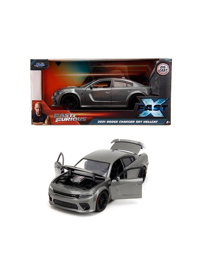 JADA Fast And Furious 2021 Dodge Charger with Opening Doors, Freewheel Vehicle, 1:24 Scale, Grey