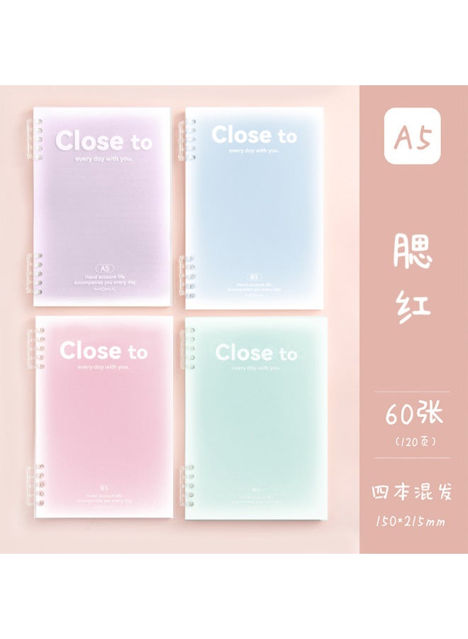 Autonomy A5 Loose-leaf Book Style Notebook Cute Simple Gradient Book Student B5 Classroom Notepad Blush Book - Image 1