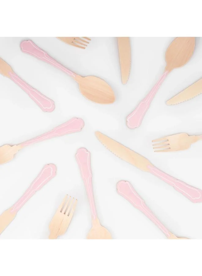 Meri Meri Elegant Pink Wooden Cutlery Set