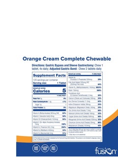 Bariatric Fusion Orange Cream Complete Chewable Vitamin And Mineral Supplement 120 Tabs  - Image 3
