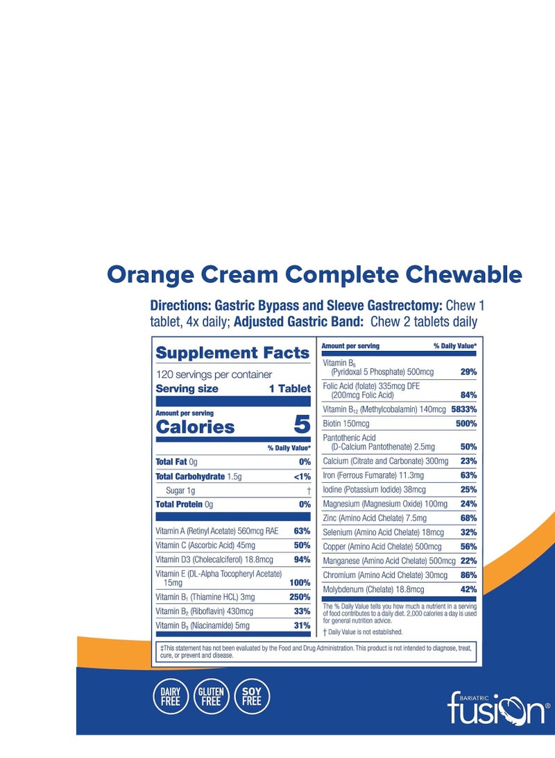 بارياتيك فيوجن كريم البرتقال، مكمل فيتامين ومعادن كامل قابل للمضغ، 120 قرص - Image 3
