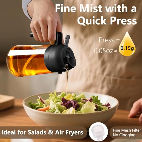 Mevanta 500ml 2 in 1 Olive Oil Sprayer and Dispenser Bottle for Kitchen Glass Oil Bottle with Nozzle Bottles for Kitchen, Air Fryer, Salad, Baking, Grilling, Frying,Roasting (Multi Color) - Image 3