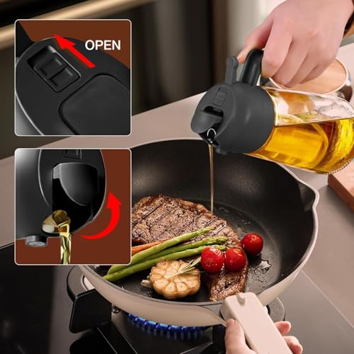Mevanta 500ml 2 in 1 Olive Oil Sprayer and Dispenser Bottle for Kitchen Glass Oil Bottle with Nozzle Bottles for Kitchen, Air Fryer, Salad, Baking, Grilling, Frying,Roasting (Multi Color) - Image 4