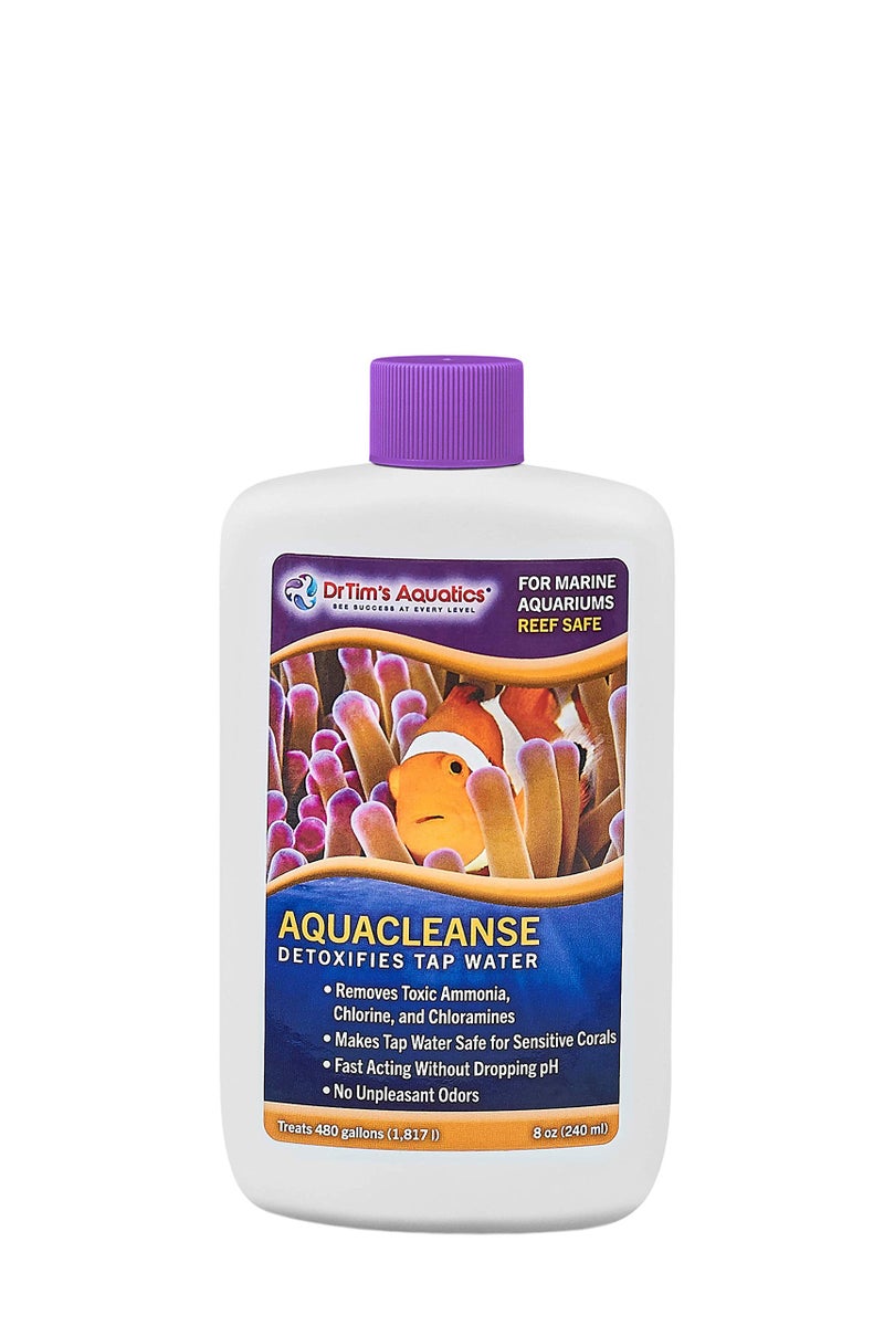 DrTim's Aquatics DrTimâ€™s Aquatics AquaCleanse for Reef Aquariums â€“ 8 oz â€“ Tap Water Detoxifier, Dechlorinator & Ammonia Reducer for New and Cycled Fish Tanks - Image 1
