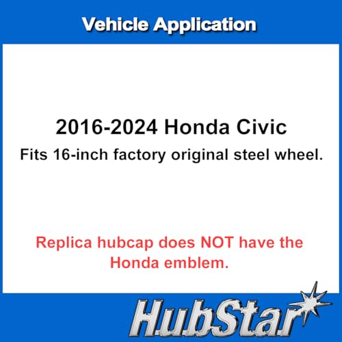 HubStar Hubcap Replacement for Honda Civic 2016-2024, 16-inch Premium Replica Silver-Charcoal Two-Tone Wheel Cover (1 Piece) - Image 5