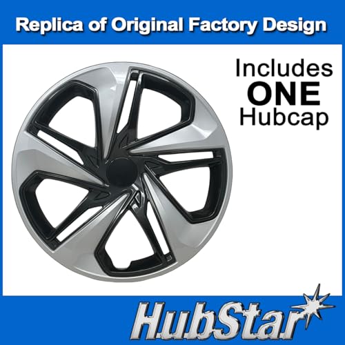 HubStar Hubcap Replacement for Honda Civic 2016-2024, 16-inch Premium Replica Silver-Charcoal Two-Tone Wheel Cover (1 Piece) - Image 2