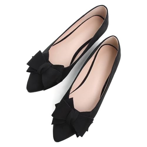 SAILING LU Bow-Knot Ballet Flats for Women Pointed Toe Bowtie Dressy Shoes Comfort Light Weight Loafers Black 40 (8.5) - Image 3