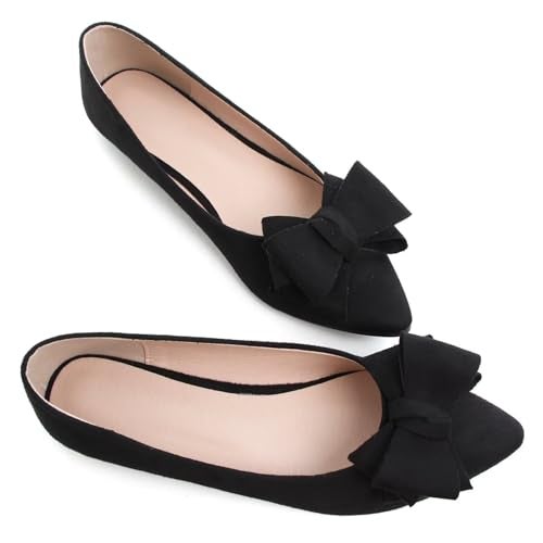 SAILING LU Bow-Knot Ballet Flats for Women Pointed Toe Bowtie Dressy Shoes Comfort Light Weight Loafers Black 40 (8.5) - Image 4