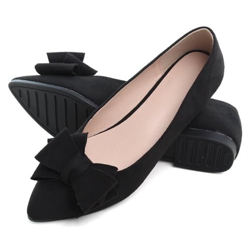 SAILING LU Bow-Knot Ballet Flats for Women Pointed Toe Bowtie Dressy Shoes Comfort Light Weight Loafers Black 40 (8.5) - Image 5