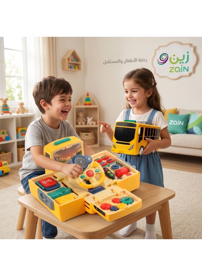 زين حافلة مدرسية 2 في 1 تتحول إلى محطة محاكاة قيادة من "زين" (لون عشوائي) - Image 3