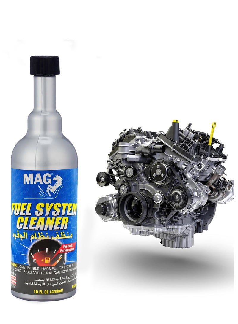 MAG 2PCS MAG Fuel System Cleaner 443ml Twin Pack, Petrol Engine Fuel Injector and Fuel Line Cleaning Liquid for Car, SUV, Pickup and Motorcycle, Engine Performance Cleaner for Fuel Tank, Injector and Combustion System Maintenance. - Image 2