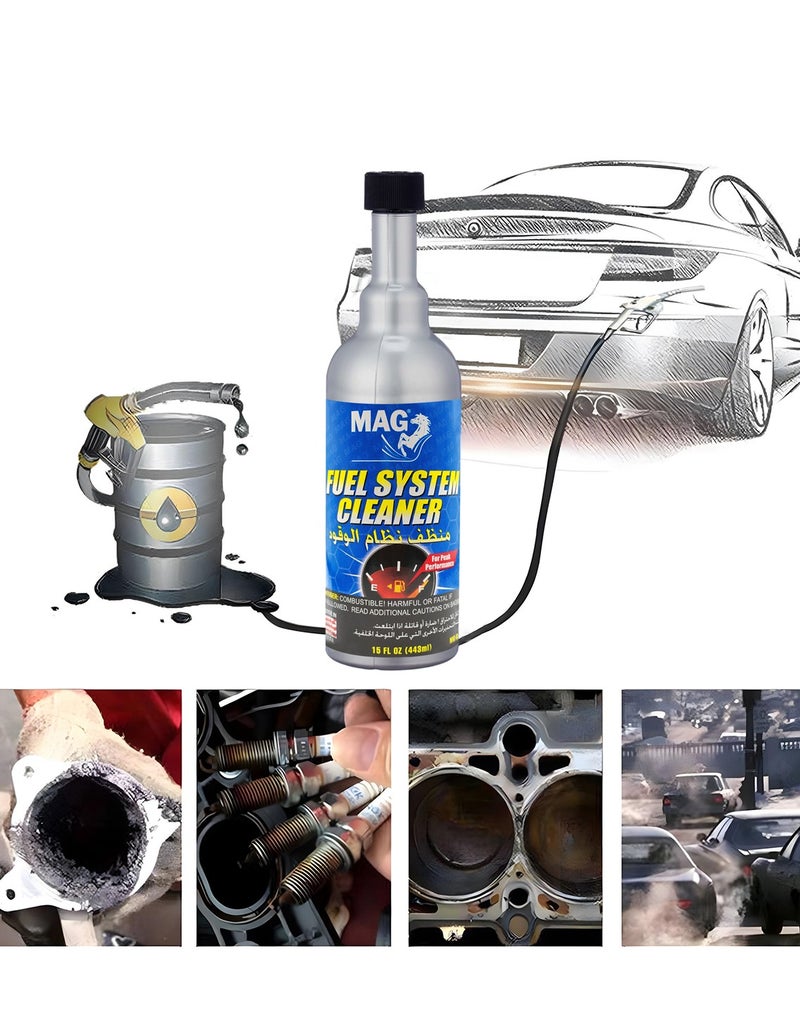MAG 2PCS MAG Fuel System Cleaner 443ml Twin Pack, Petrol Engine Fuel Injector and Fuel Line Cleaning Liquid for Car, SUV, Pickup and Motorcycle, Engine Performance Cleaner for Fuel Tank, Injector and Combustion System Maintenance. - Image 5
