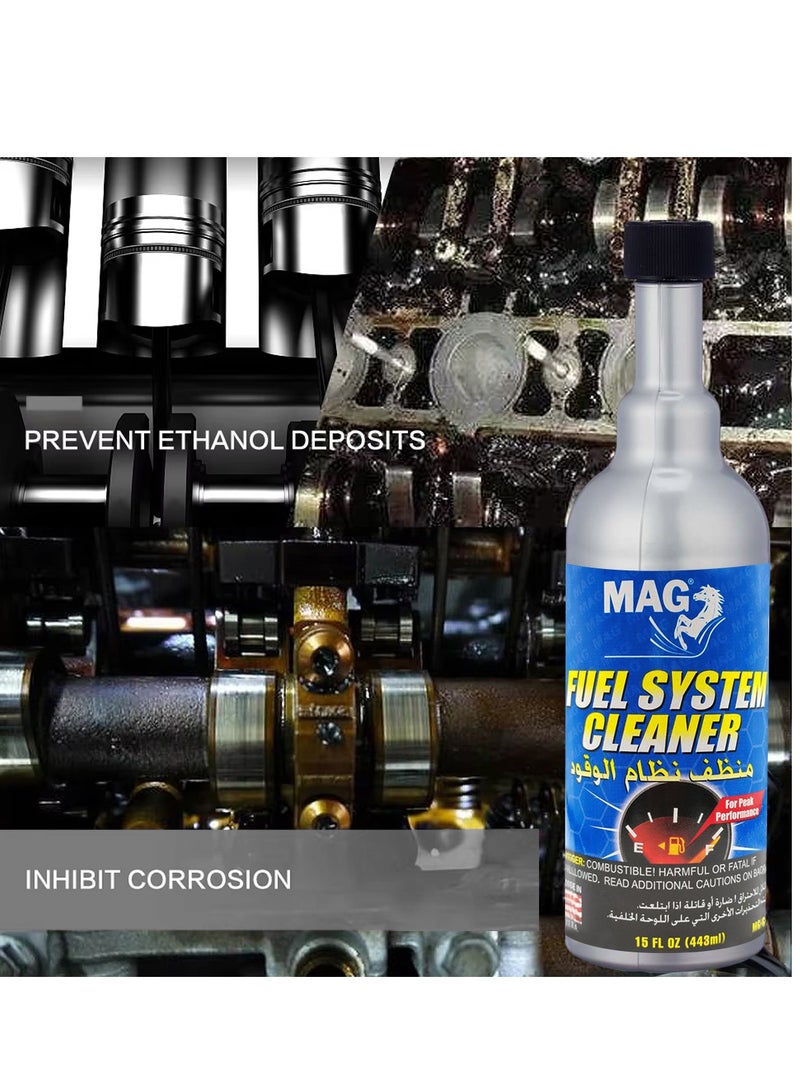 MAG 2PCS MAG Fuel System Cleaner 443ml Twin Pack, Petrol Engine Fuel Injector and Fuel Line Cleaning Liquid for Car, SUV, Pickup and Motorcycle, Engine Performance Cleaner for Fuel Tank, Injector and Combustion System Maintenance. - Image 3