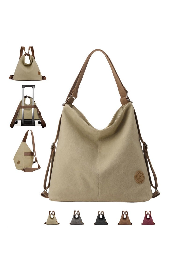 Osowake Convertible Canvas Tote Bag Backpack for Women with Zipper Pocket, Large Purse Crossbody Shoulder Hobo Bag - Image 1