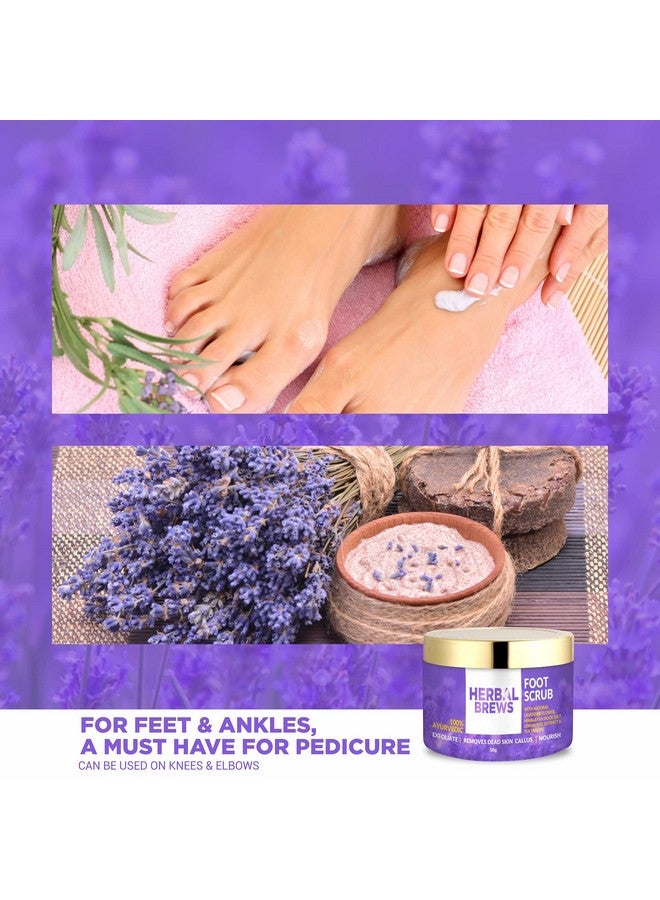 المشروبات العشبية - مقشر القدمين بزهرة اللافندر الطبيعية وملح الهيمالايا وخلاصة قشر الليمون وزيت شجرة الشاي - تركيبة أيورفيدية - طبيعية 100%، تزيل الجلد الميت - مقشر مرطب ومقشر - 50 جرام (مقشر القدمين باللافندر) - Image 2