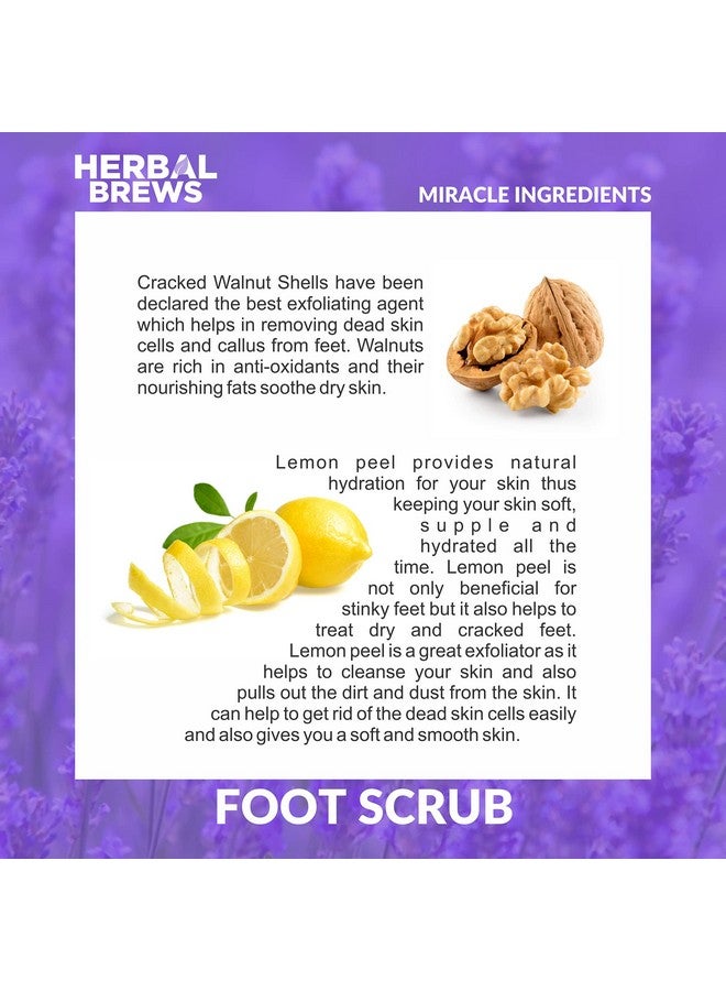 المشروبات العشبية - مقشر القدمين بزهرة اللافندر الطبيعية وملح الهيمالايا وخلاصة قشر الليمون وزيت شجرة الشاي - تركيبة أيورفيدية - طبيعية 100%، تزيل الجلد الميت - مقشر مرطب ومقشر - 50 جرام (مقشر القدمين باللافندر) - Image 4