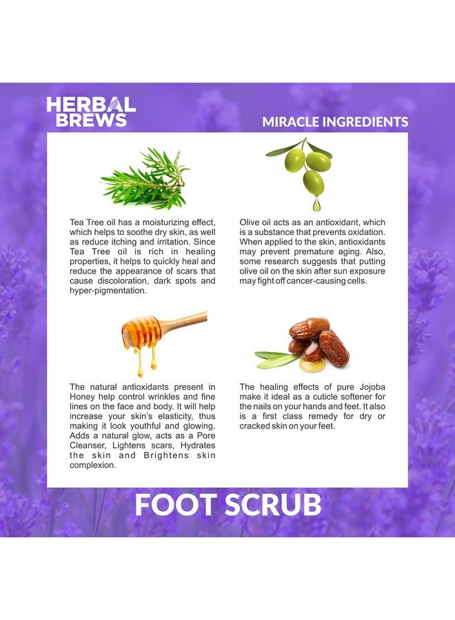 المشروبات العشبية - مقشر القدمين بزهرة اللافندر الطبيعية وملح الهيمالايا وخلاصة قشر الليمون وزيت شجرة الشاي - تركيبة أيورفيدية - طبيعية 100%، تزيل الجلد الميت - مقشر مرطب ومقشر - 50 جرام (مقشر القدمين باللافندر) - Image 5