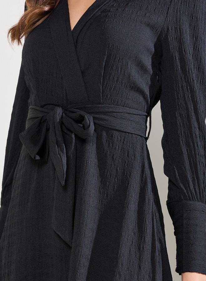 ستايلي فستان ميدي بحافة كشكش ورباط خصر - Image 3