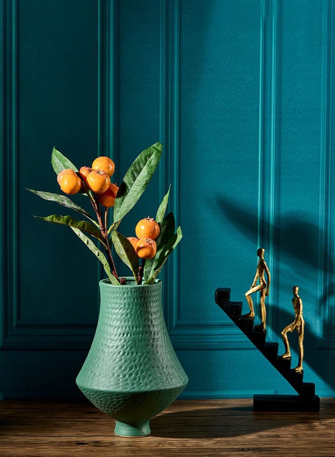 DANUBE HOME Zenith Ceramic Vase Home Decor Vase Modern Vases For DÃ©cor Dried Flower Decor Rustic Flower Vases For Shelf Mantel Centerpieces Kitchen Table - Green 17.5X17.5X26.8Cm - Image 1