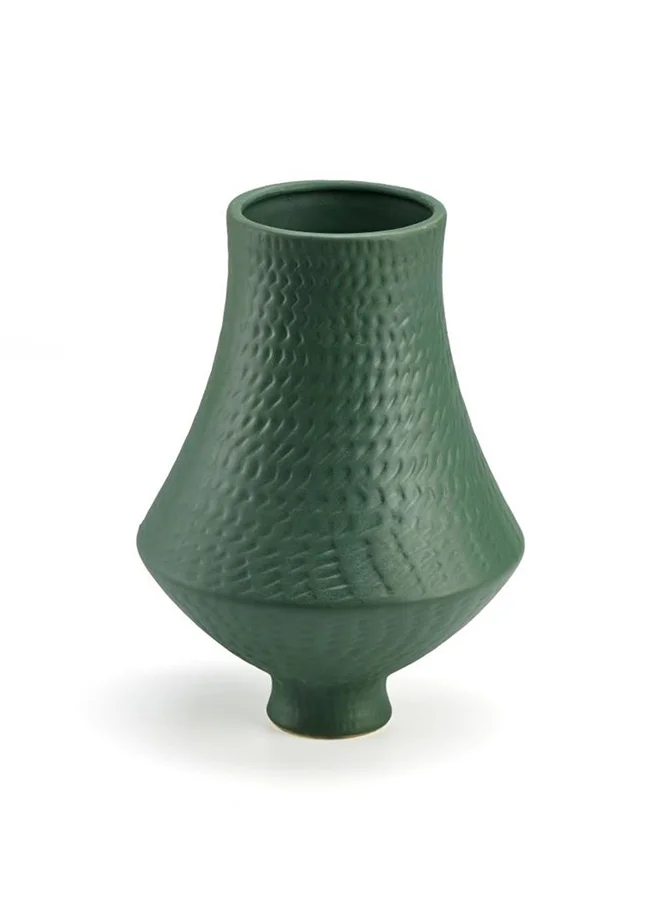 دانوب هوم Zenith Ceramic Vase Home Decor Vase Modern Vases For Décor Dried Flower Decor Rustic Flower Vases For Shelf Mantel Centerpieces Kitchen Table - Green 17.5X17.5X26.8Cm