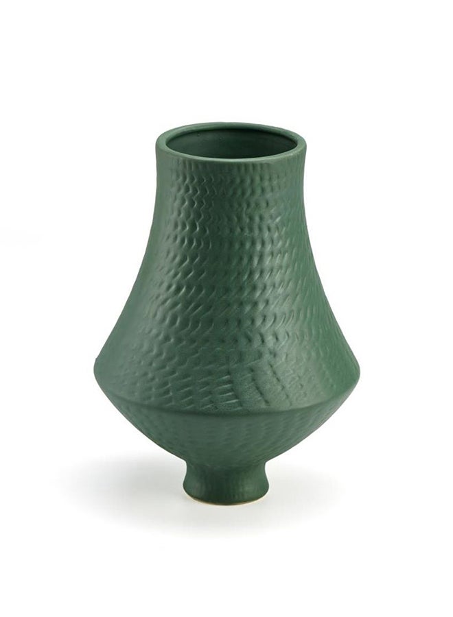 DANUBE HOME Zenith Ceramic Vase Home Decor Vase Modern Vases For DÃ©cor Dried Flower Decor Rustic Flower Vases For Shelf Mantel Centerpieces Kitchen Table - Green 17.5X17.5X26.8Cm - Image 2