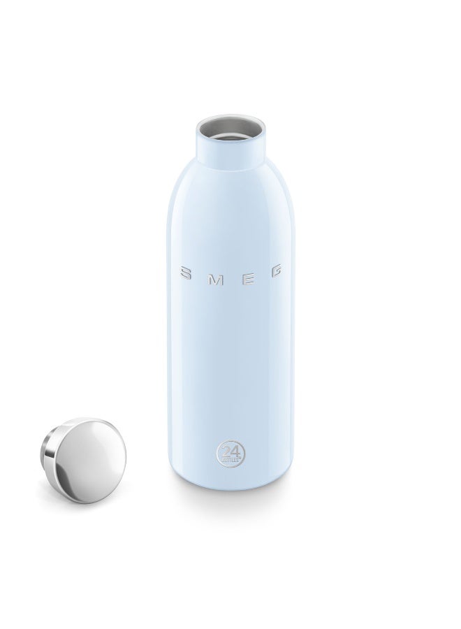 سميج زجاجة مياه SMEG x 24Bottles سعة 500 مل، زجاجة مياه ستانلس ستيل قابلة لإعادة الاستخدام، زجاجة شرب من ستانلس ستيل 18/8، زمزمية مياه رياضية خفيفة بغطاء محكم مانع للتسرب، زجاجة مياه بدون BPA للجيم والرياضة والشغل والمكتب والجامعة والسفر والاستخدام اليومي - Image 3