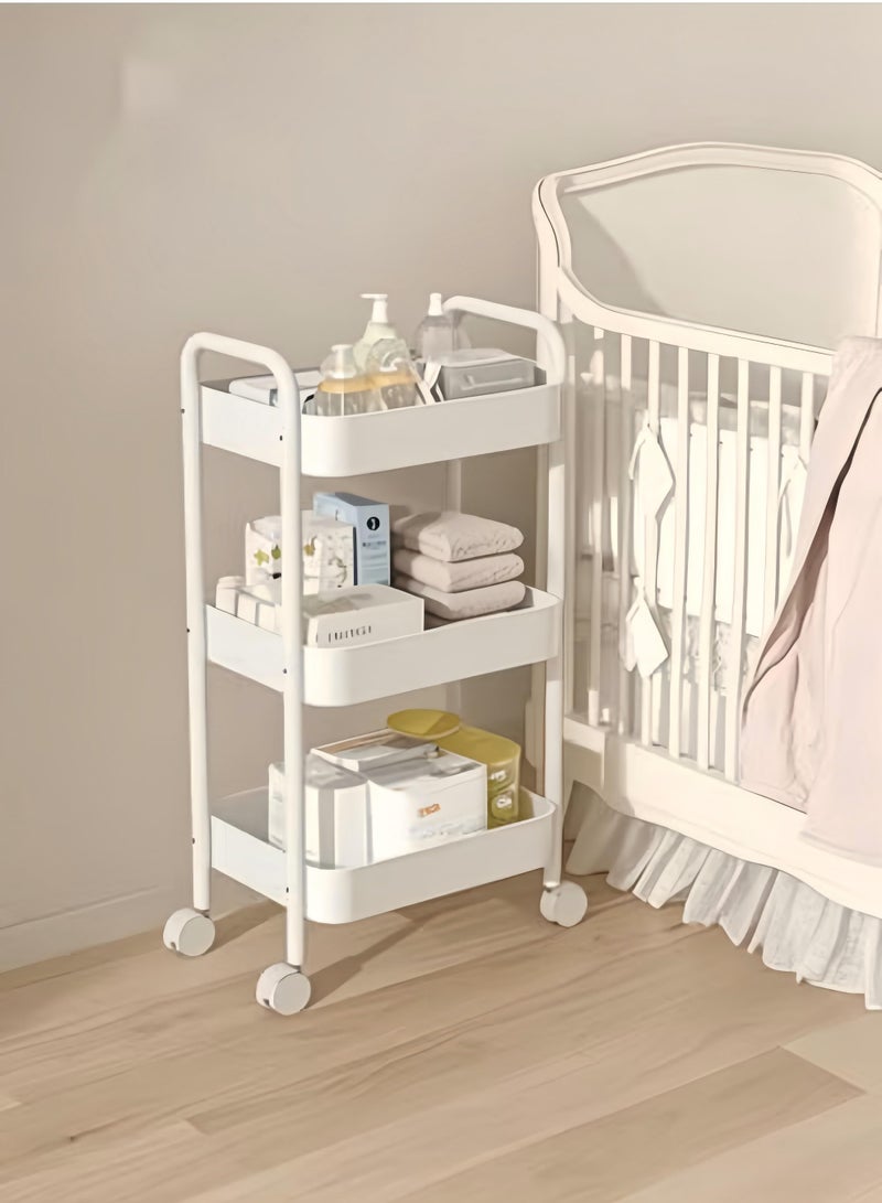 I LOVE KIDS 3 Tier All-Steel Cart,Rolling Cart,Baby Organizer for Storage Baby Products,Home Storage Rack,Kitchen Storage,Bathroom Racks - Image 1