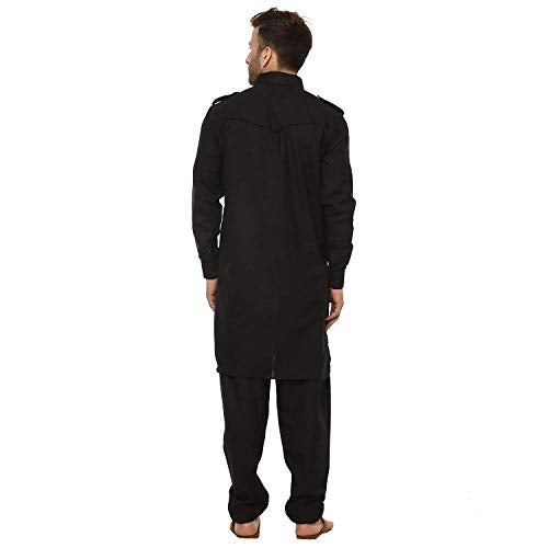 Royal Kurta Men's Linen Pathani Suit (Royal_235_Black_Large) - Image 2