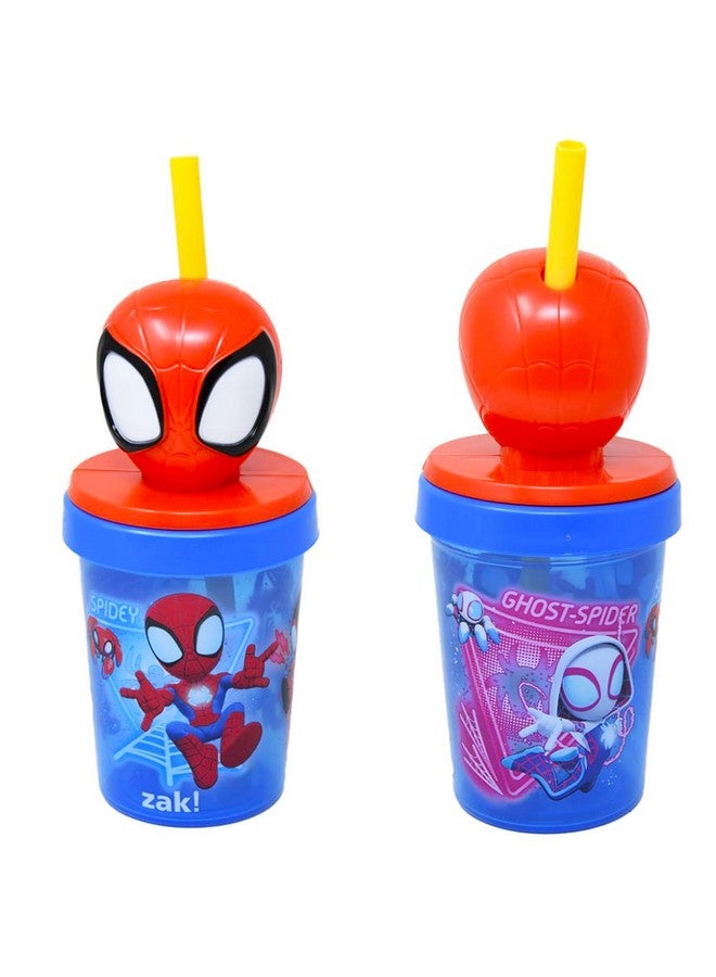 SPIDERMAN Spidey and His Amazing Friends Sippy Cup Set for Kids - Spiderman Drinking Cups Bundle with 2 Spidey BPA-Free, Sippy Cups with Lid and Straw Plus Stickers for Toddlers | Spidey and Friends Sippy Cups - Image 2