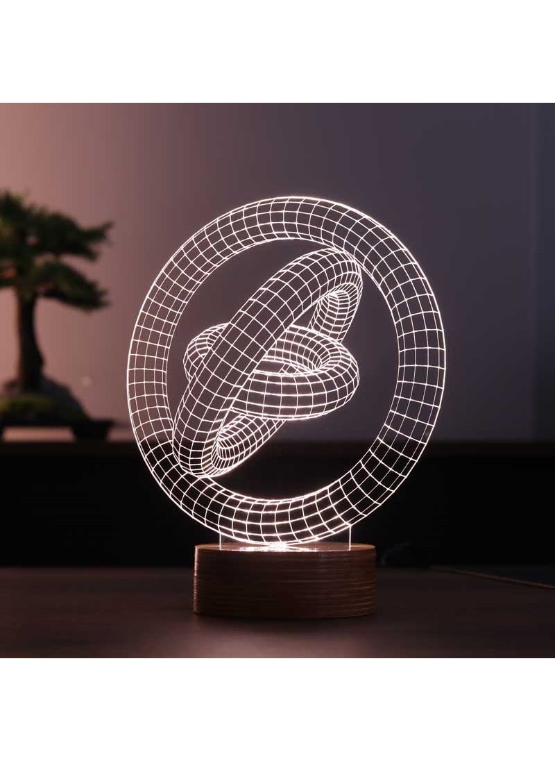 By-Lamp Saturn Rings Figured Decorative Gift Led Table Lamp | 7 Light Colors | Wooden Base  - Image 1