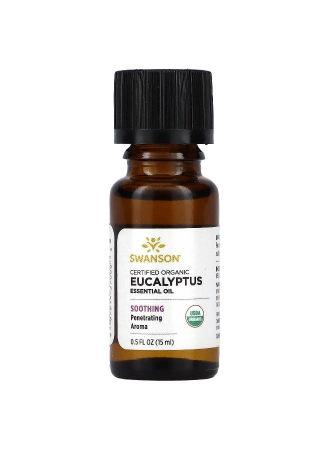 SWANSON سوانسون، زيت الأوكالبتوس الأساسي العضوي المعتمد، 0.5 أونصة سائلة (15 مل) - Image 1