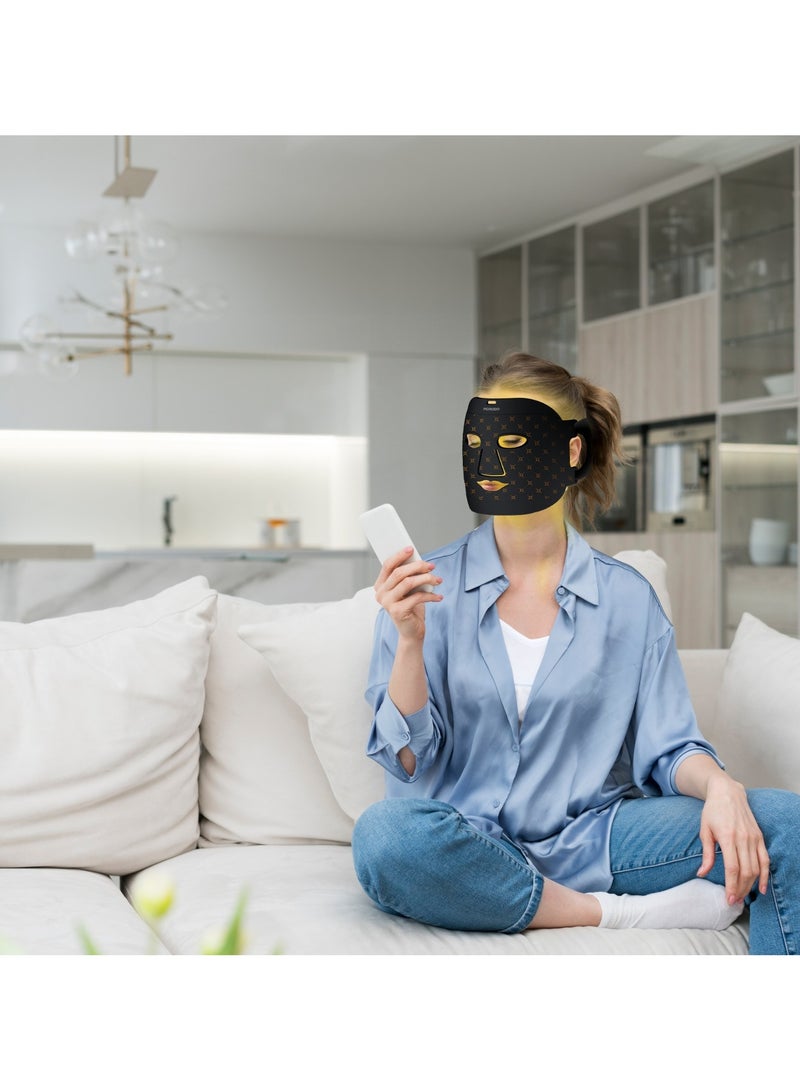 porodo Lifestyle Red Light Therapy Face Mask with 7 Colors Light Therapy / Portable Battery Connection / Cell Growth / Acne Repair / Grease Reduction / Collagen Boost / Metabolism Boost / Rough Improvement / Skin Brightening - Black - Image 3