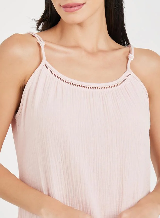 Styli Styli Cotton Gauze Lace Ladder Insert Slip Dress