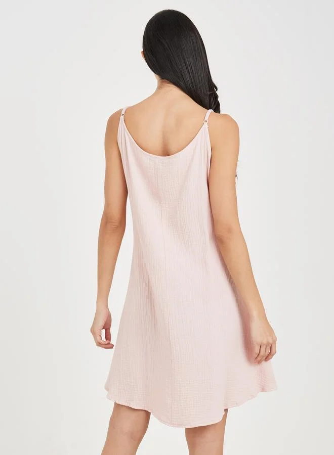 Styli Styli Cotton Gauze Lace Ladder Insert Slip Dress